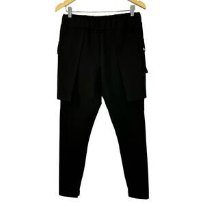 Orttu Jersey Skinny Jogger Pants Black with Cargo Pockets Small